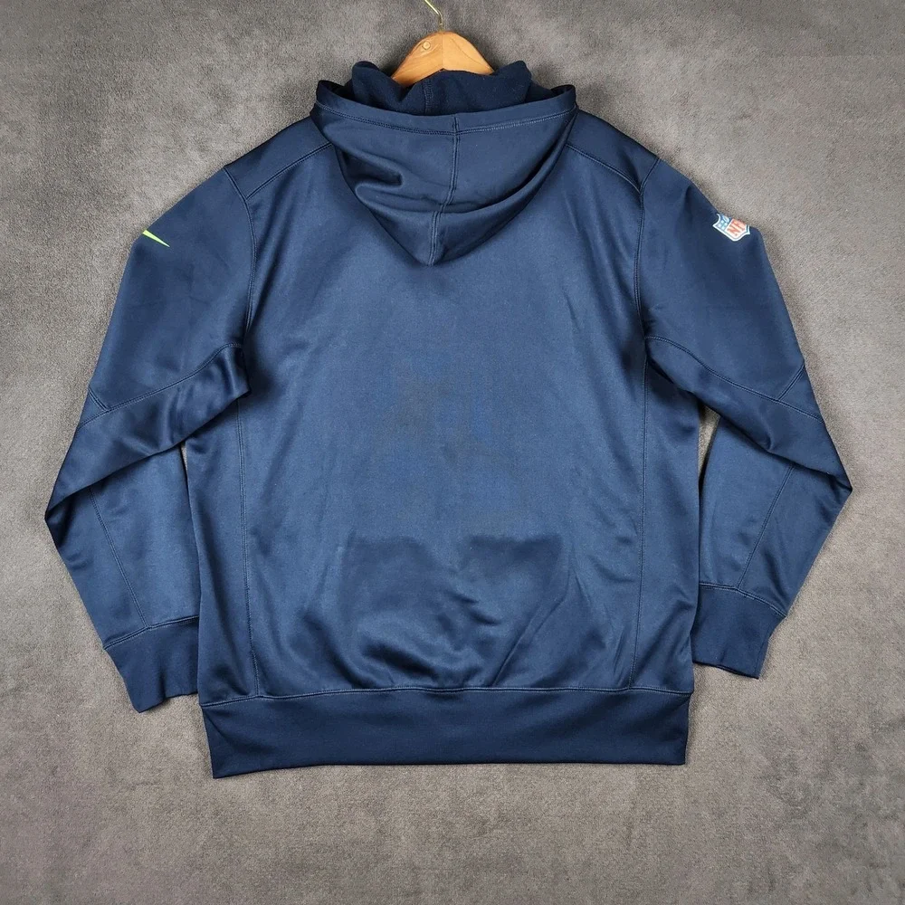 Seattle Seahawks Nike Hoodie Mens Large Navy Blue Full Zip Dri-Fit 837359-419